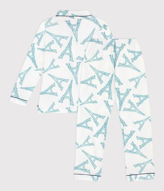 Katoenen geknoopte pyjama met print voor kinderen wit MARSHMALLOW/wit MULTICO