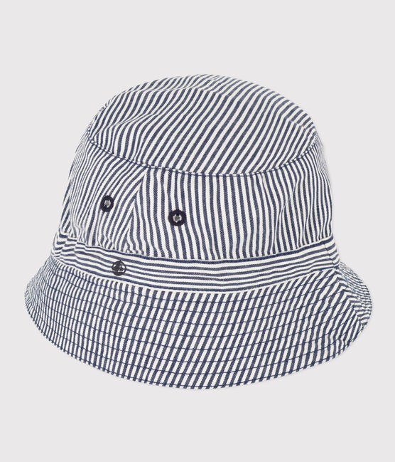 Bob rayé enfant garçon en serge bleu MEDIEVAL/blanc MARSHMALLOW