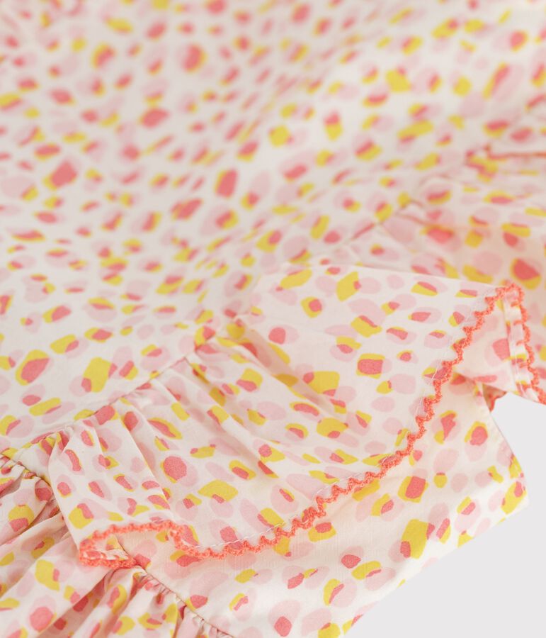 Robe sans manches dos nu enfant en coton imprim&eacute;e blanc/multicouleur