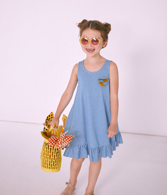 Robe enfant fille bleu RIYADH/blanc MARSHMALLOW