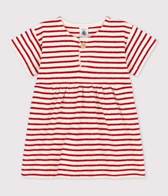 Robe manches courtes bébé en bouclette éponge blanc AVALANCHE/ STOP