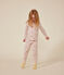 Kinderpyjama van geruwde fleece met sterren- en hartjesprint roze SALINE/wit MULTICO