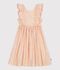 Robe sans manches dos nu enfant en coton imprim&eacute;e blanc/multicouleur