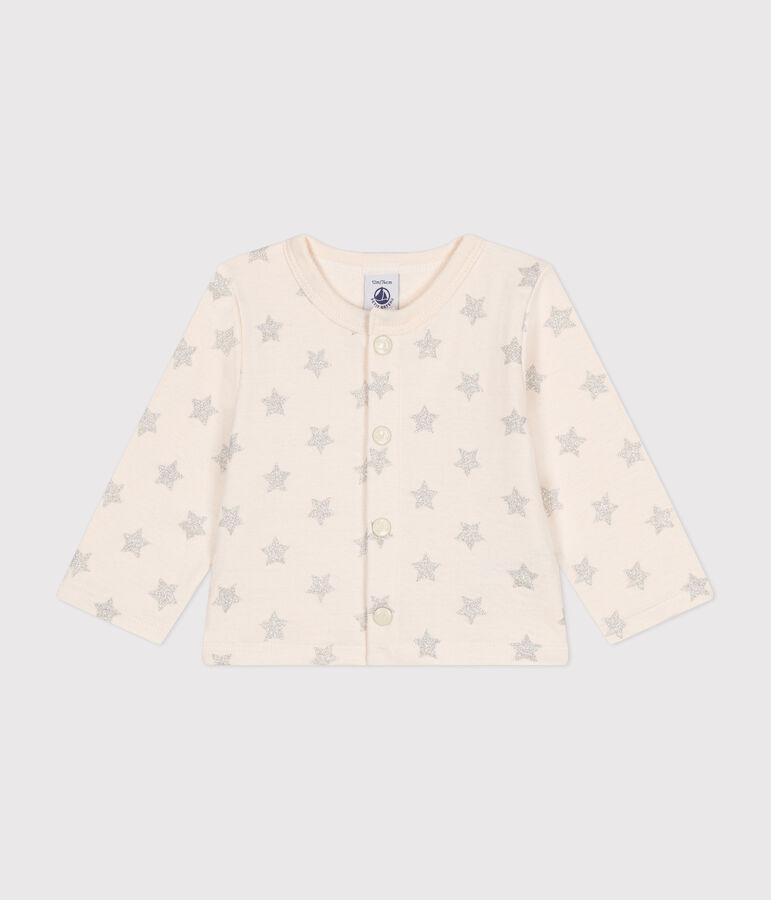 Cardigan en tubique imprim&eacute; &eacute;toile b&eacute;b&eacute; beige AVALANCHE/ ARGENT