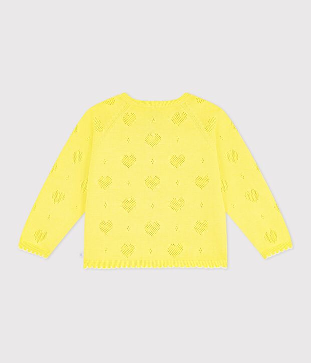 Cardigan enfant en coton uni jaune