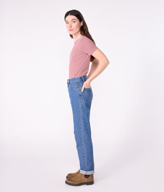 Tee-shirt femme l'iconique en coton manches courtes rouge AMARANTE/ MARSHMALLOW