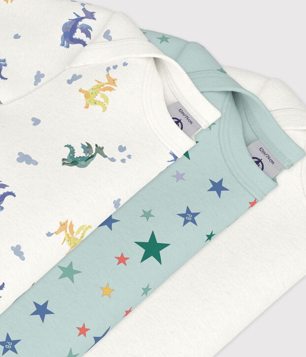 Lot de bodies manches courtes en coton imprim&eacute; dragons b&eacute;b&eacute; multicouleur