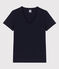 Tee-shirt LE DROIT col V en coton Femme bleu SMOKING
