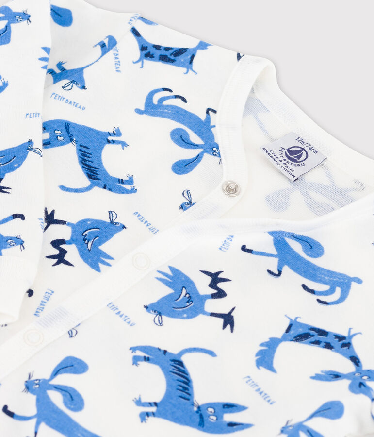 Slaappakje zonder voetjes en met fantasieprint in katoen wit MARSHMALLOW/wit MULTICO