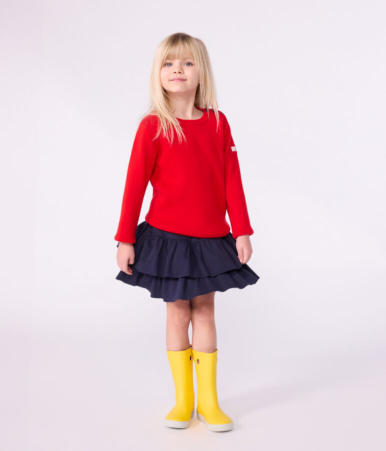 Jupe en coton enfant unie bleu