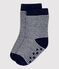 Paar babysokjes met antisliplaagje blauw SMOKING/wit MARSHMALLOW