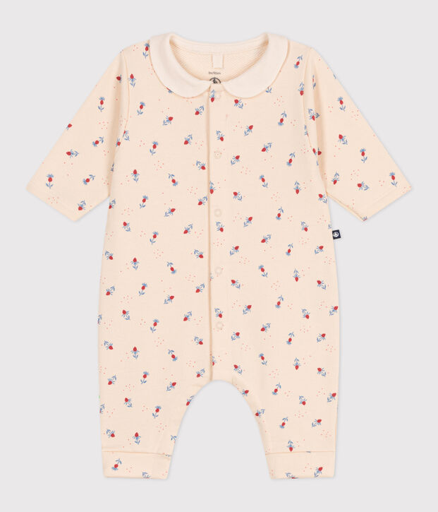 Katoenen babypakje met kraagje en bloemenprint ecru/multicouleur