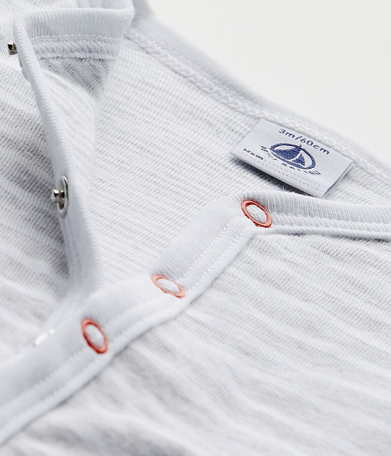 Pyjama zonder voetjes voor babyjongens grijs POUSSIERE/wit ECUME