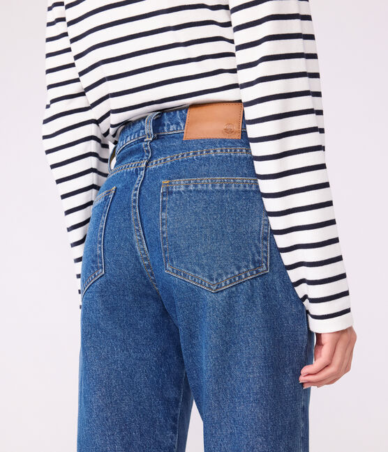 Rechte spijkerbroek voor dames blauw DENIM MOYEN