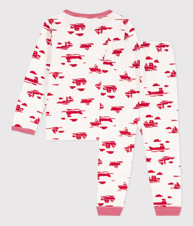 Pyjama Le Havre en tubique enfant blanc/rouge