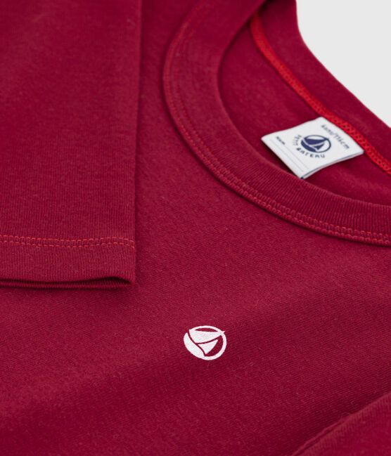 Tee-shirt enfant manches longues en coton uni AMARANTE