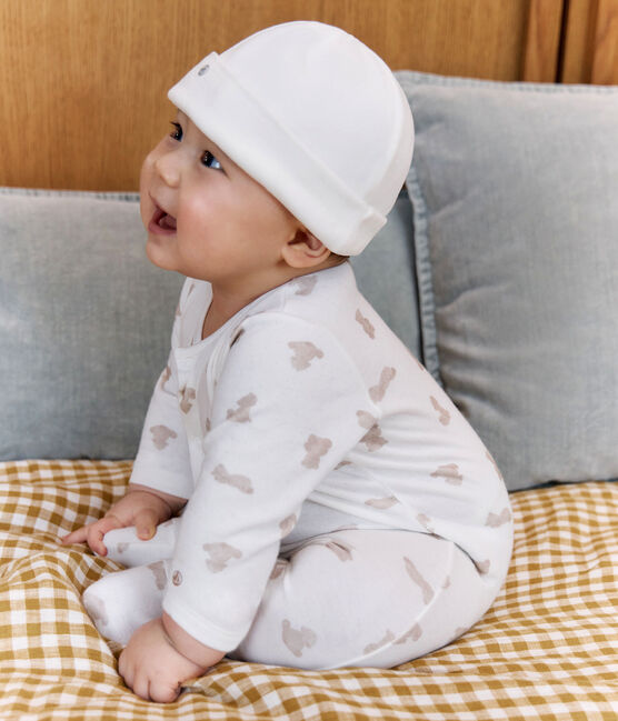Babypyjama in tubic met print MARSHMALLOW/ BRUN
