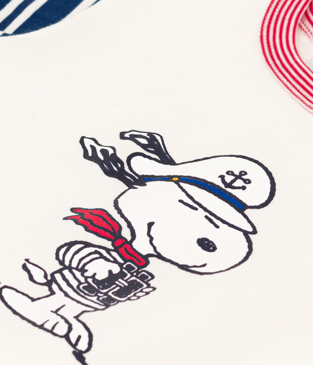 Tee-shirt Petit Bateau X Snoopy en jersey l&eacute;ger b&eacute;b&eacute; blanc/multicouleur