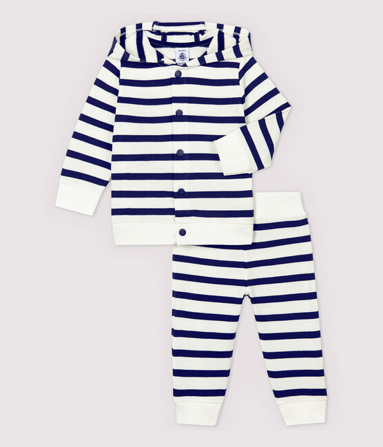 Ensemble jogging deux pièces bébé garçon blanc MARSHMALLOW/bleu SMOKING