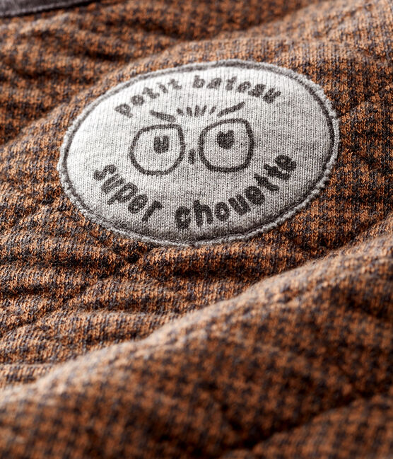 Sweatshirt babyjongen met pied-de-poule print. zwart CITY/bruin COCOA