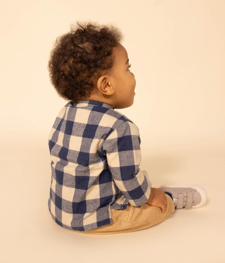 Flanellen geruit hemdje voor baby's blauw/ecru