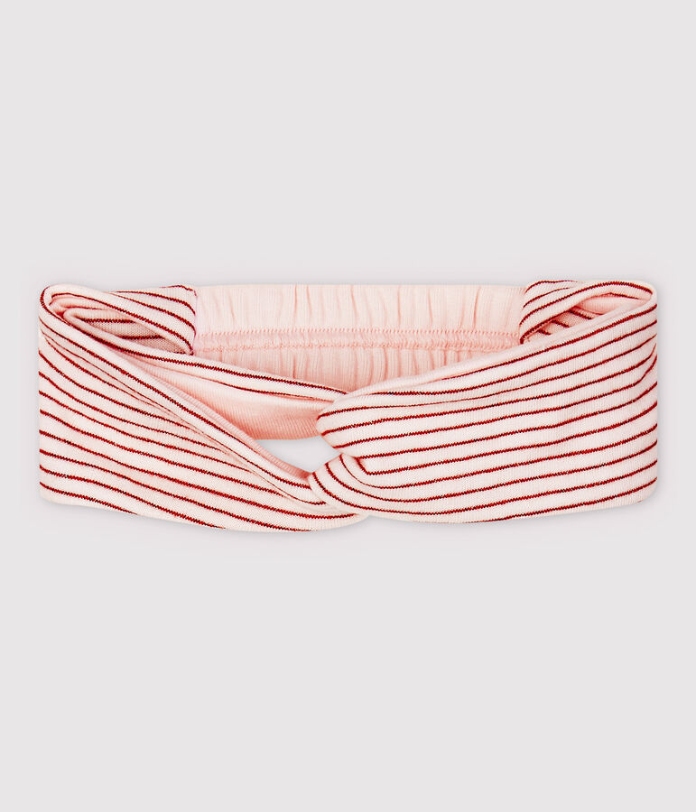 Bandeau ray&eacute; en tubique b&eacute;b&eacute; fille rose/rose