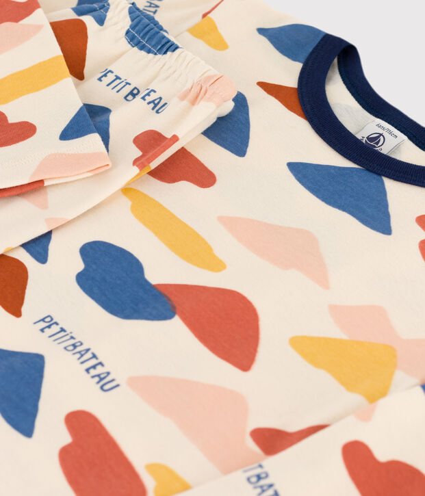 Katoenen pyjama meisjes / jongens ecru/multicouleur
