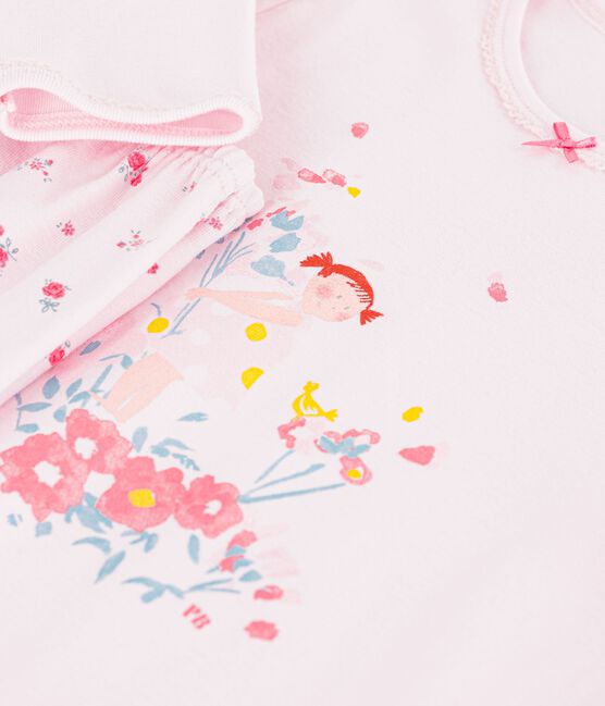 Pyjama enfant en coton à motif fleuri rose BARELY/ MULTICO