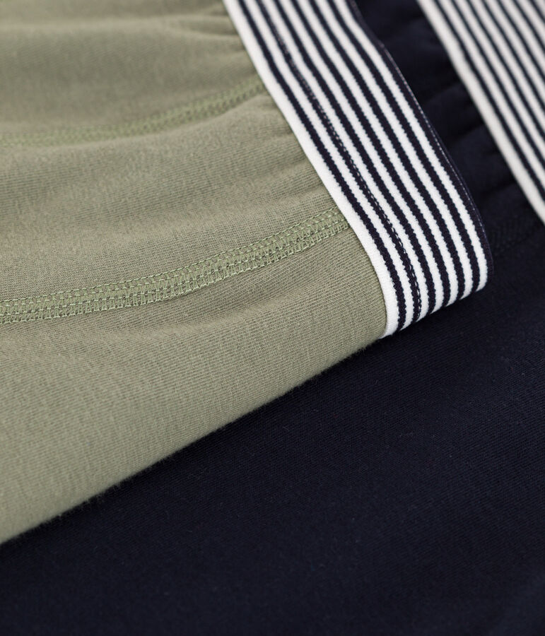 Lot de 2 boxers unis en coton et &eacute;lasthanne gar&ccedil;on multicouleur