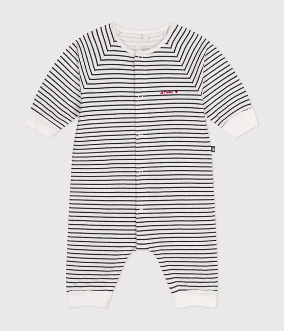 Gestreept babypakje in tubic wit MARSHMALLOW/blauw SMOKING