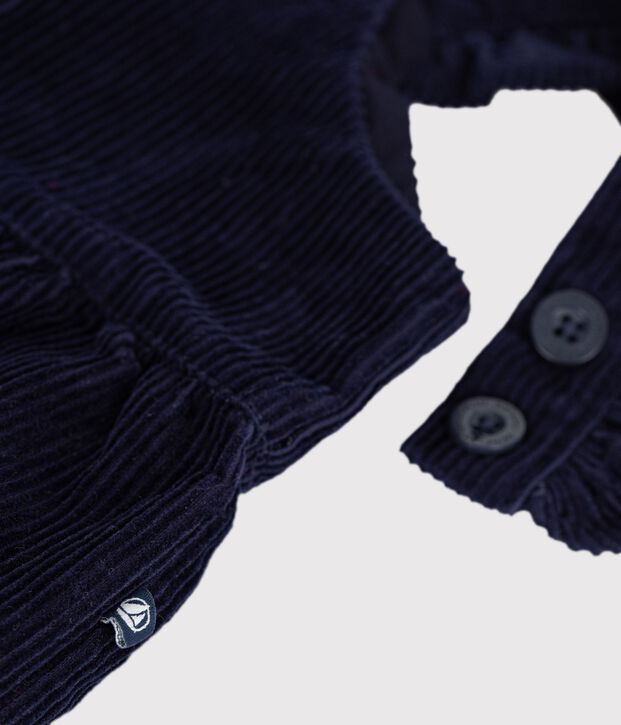 Salopette b&eacute;b&eacute; en velours jambes longues unie bleu marine