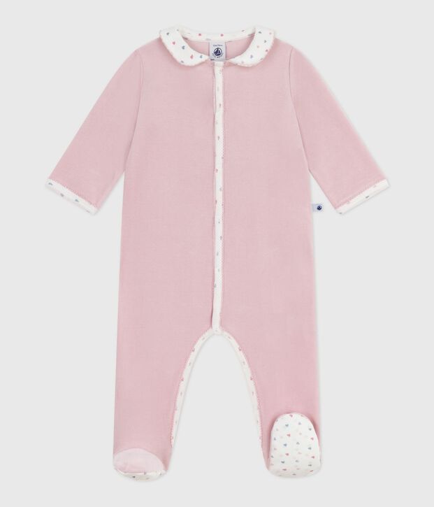 Pyjama b&eacute;b&eacute; en velours avec col rose clair