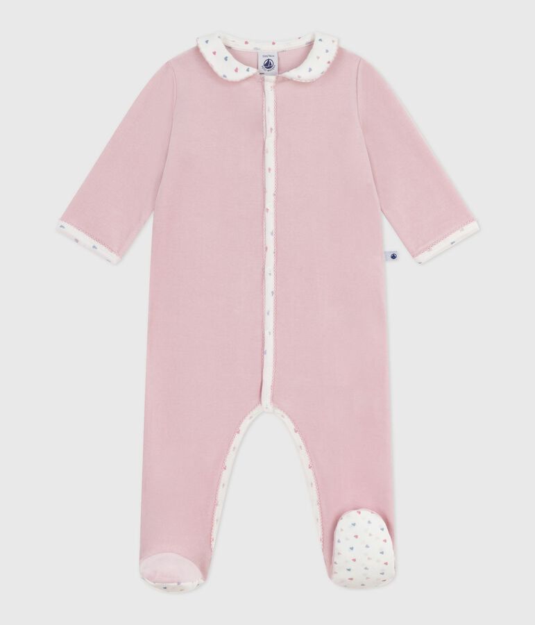Fluwelen babypyjama met kraag roze