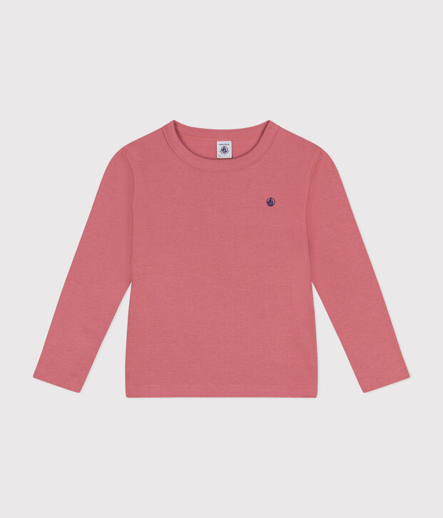 Tee-shirt manches longues en c&ocirc;te enfant fille / gar&ccedil;on rose