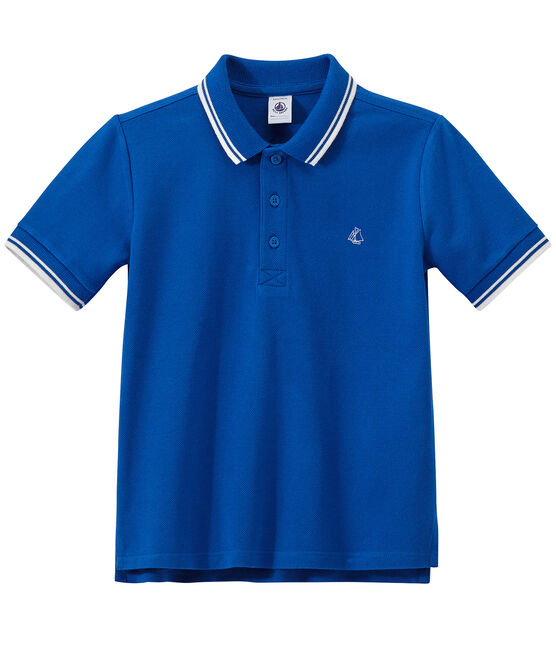 Jongenspolo in piquéjersey blauw PERSE