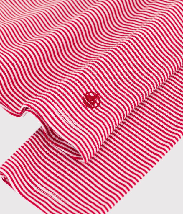 Gestreept katoenen T-shirt met lange mouwen voor dames rood/wit
