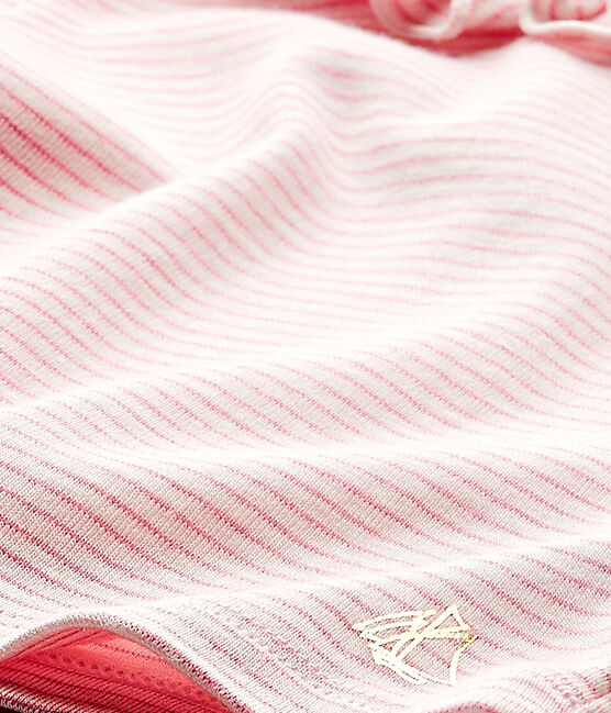 Tee-shirt bébé fille rayé blanc MARSHMALLOW/rose PETAL