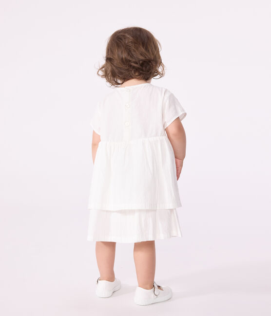 Feestelijke babyjurk met korte mouwen van licht katoen wit ECUME/ ARGENT