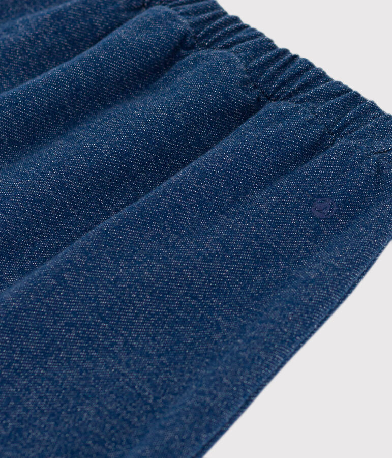 Denim-effect fleece babybroek blauw/beige