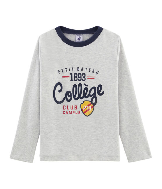 T-shirt met opdruk en lange mouwen jongens grijs BELUGA CHINE