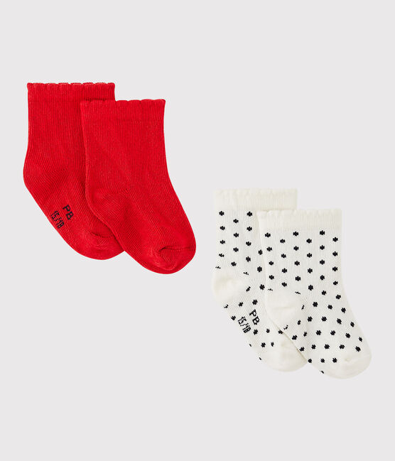 Set van twee paar sokken voor babymeisjes wit LOT