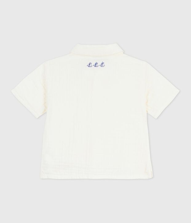 Effen katoenen babyhemdje met korte mouwen wit