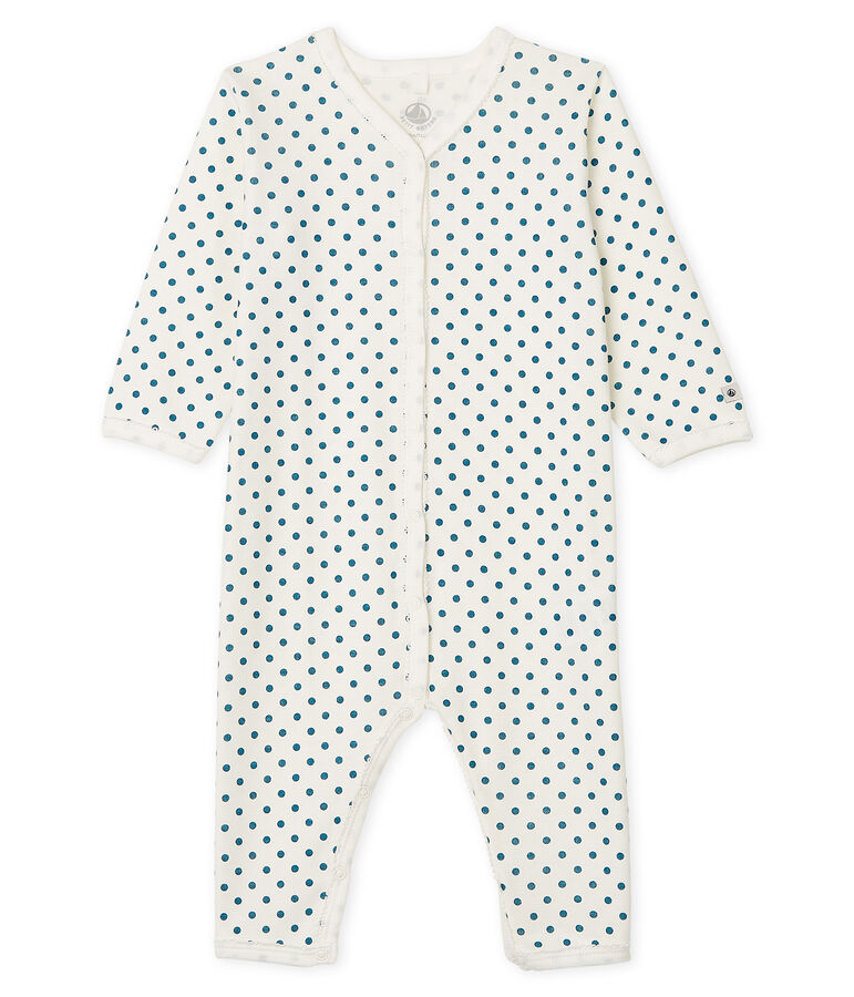 Dors bien sans pieds b&eacute;b&eacute; fille en c&ocirc;te blanc MARSHMALLOW/bleu CONTES CN