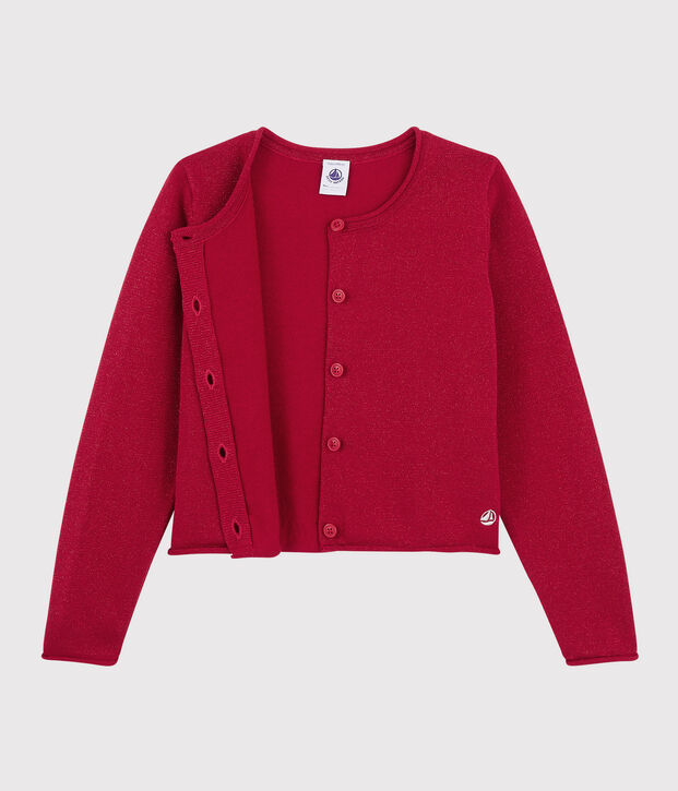 Cardigan en coton enfant fille rouge
