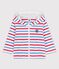 Gestreept sweatshirt met kap in dikke jerseystof voor baby's wit MARSHMALLOW/wit MULTICO