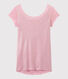 Linnen dames-T-shirt met wijde ruguitsnijding en iriserend effect