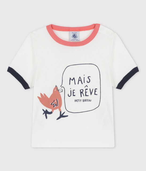 T-shirt met korte mouwen van biokatoen met motief voor baby's wit