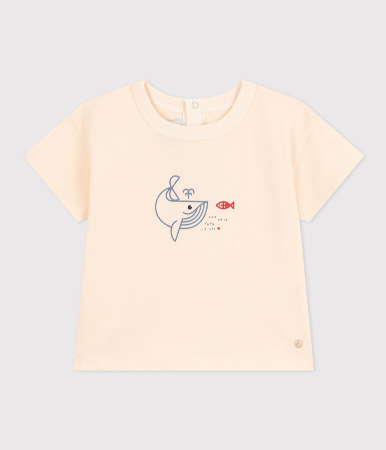 Tee-shirt manches courtes en jersey l&eacute;ger b&eacute;b&eacute; &eacute;cru