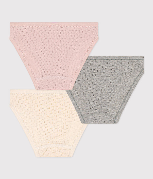 Set van 3  katoenen meisjesslips met ajour multicouleur