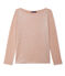 Dames T-shirt met lange mouwen in gelakt linnen roze ROSE/grijs ARGENT